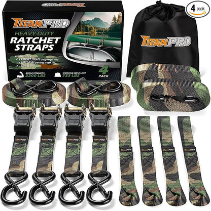 TitanPro Heavy Duty Ratchet Straps 4-Pack by TitanPro
