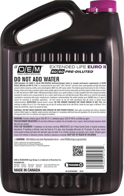 OEM Recochem European Vehicles Premium Antifreeze 50/50 Extended Life Coolant - Image 2