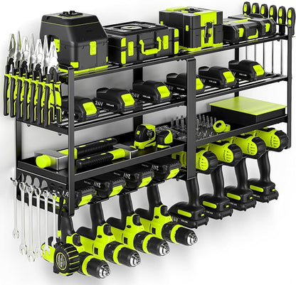 33" W Large Power Tool Organizer Wall Mount Loads 400 lbs, Heavy Duty 8 Drills by POKIPO