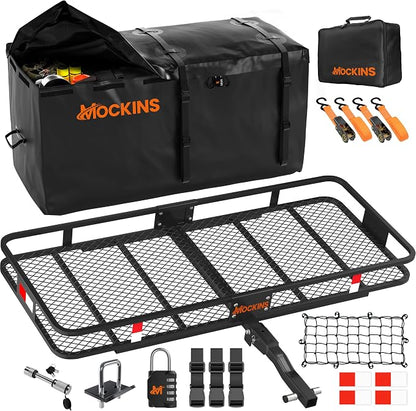 Mockins 60"x24"x6" Weatherproof Trailer Hitch Cargo Carrier & 25 Cu.Ft. by Mockins