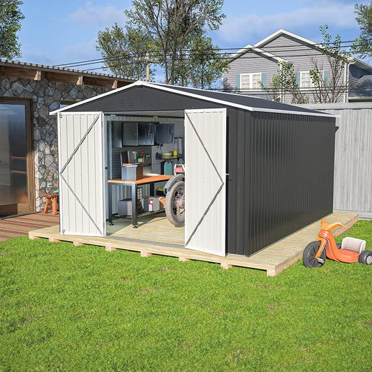 Outdoor Storage Shed 10x12 FT, Utility Metal Tool Storage by ForEveryCornerofLife