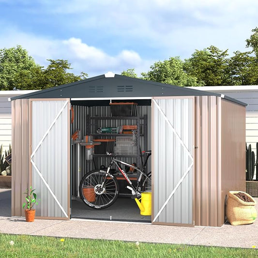 AECOJOY 10'x10' Outdoor Storage Shed, Large Metal Sheds & Outdoor Storage by AECOJOY
