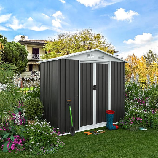 6x4 FT Outdoor Storage Shed, Metal Garden Shed by BNSPLY