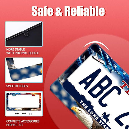 American Flag Eagle License Plate Frame Patriotic Flag License Plate Holder - Image 2