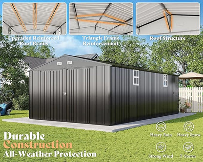 AMERLIFE 13.2x21x8 FT Outdoor Metal Garage Shed, Extra Large Storage Shed - Image 7