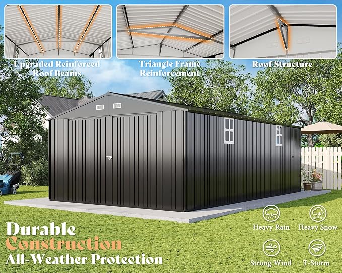 AMERLIFE 13.2x21x8.4 FT Outdoor Metal Garage Shed, Extra Large Storage Shed - Image 6