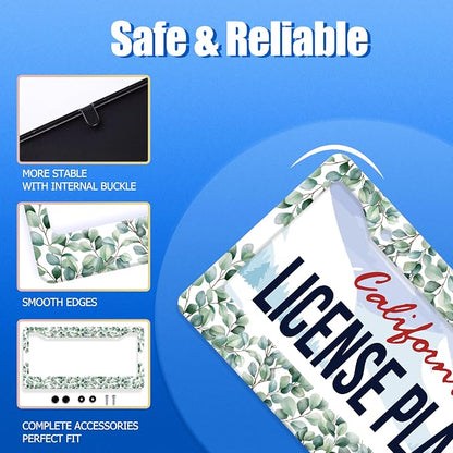 Green Leaf License Plate Frame Colorful License Plate Stainless Steel Funny - Image 2