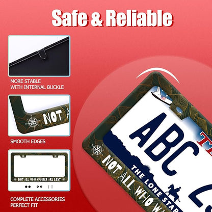 Not All Who Wander are Lost License Plate Frame Funny Golden Mountains License - Image 2