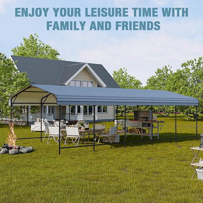 EBE 13' x 25' Metal Carport, Outdoor Steel Carport Canopy - Image 7