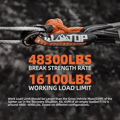 ALL-TOP Synthetic Soft Shackle Rope 1/2in x 22in UHMWPE Recovery Tow Shackles - Image 5