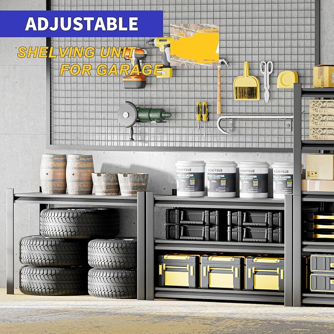 78" H 47.2" Wide Garage Shelving, Thickened Heavy Duty Metal Shelving - Image 4