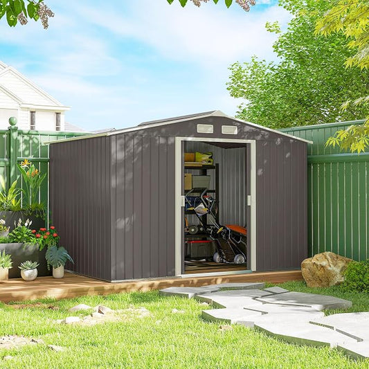 Outsunny 9' x 6' Outdoor Storage Shed, Garden Tool Metal Shed by Outsunny