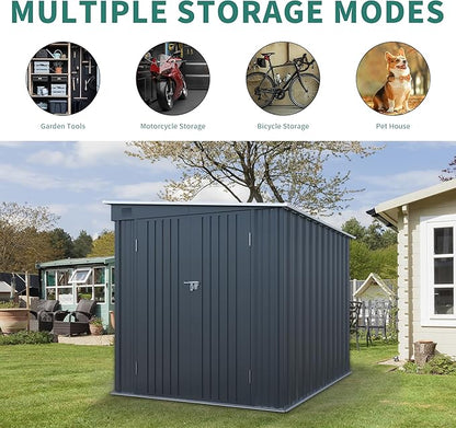 LANTRO JS 6x8FT Metal Outdoor Storage Shed, Garden Tool Shed Without Floor - Image 2