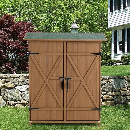 56" L x 19.5" W x 64" H Tall Outdoor Wooden Storage Shed by Gejok