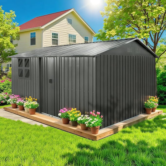 12 x 10 FT Outdoor Storage Shed, Metal Garden Tool Shed by Unknown