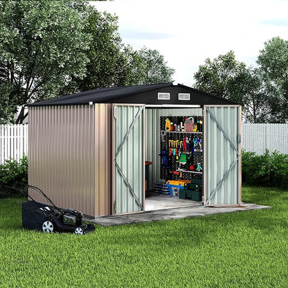 8x10 FT Metal Storage Sheds Outdoor, Metal Yard Sheds Garden Shed Kit, Tool Shed - Image 8