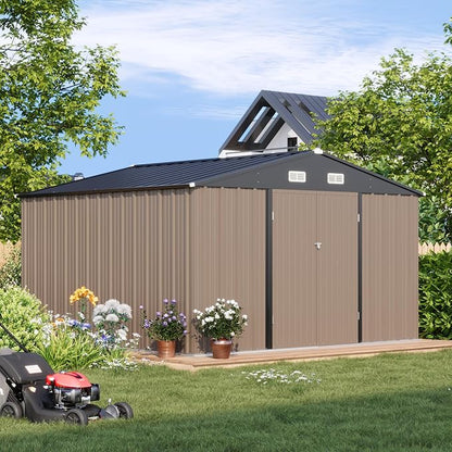 Patiowell 10 x 10 FT Outdoor Storage Shed, Metal Yard Shed - Image 2