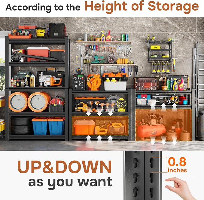 72" H Garage Shelving 5 Tier Shelving Unit, 3500Lbs Adjustable Metal Garage - Image 4