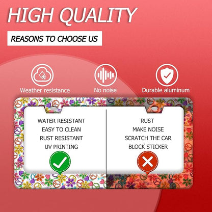 Peace Flower License Plate Frame Funny Colorful Floral License Plate Frames - Image 3