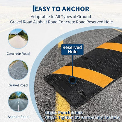 4 PCS 6FT Speed Bumps Wite End for Road, Heavy-Duty 25, 000 lbs Capacity - Image 4