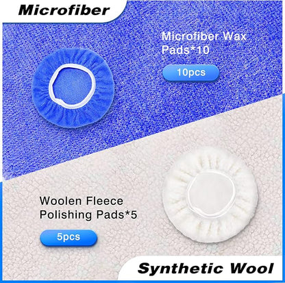 9 to 10 Inch Car Polisher Pad Bonnet, 10*Microfiber+5*Woollen - Image 4