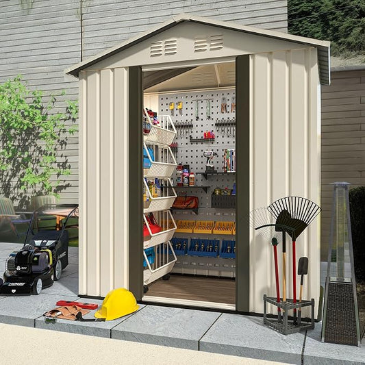 5X3 FT Outdoor Storage Shed, Waterproof Metal Garden Sheds w/Lockable Sliding by Unknown