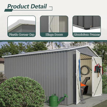10x10 FT Outdoor Storage Shed, Large Metal Tool Sheds - Image 6