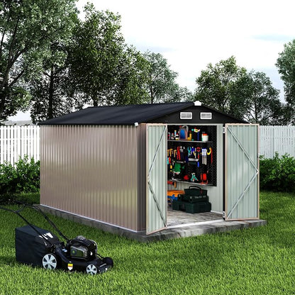 8x12 FT Metal Storage Sheds Outdoor, Metal Yard Sheds Garden Shed Kit, Metals - Image 7
