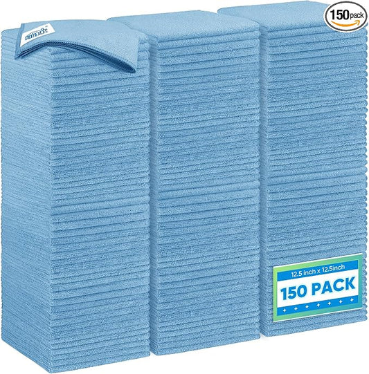 HOMEXCEL Blue Microfiber Cleaning Cloth 150 Pack, 12.5 x 12.5 inch Microfiber by HOMEXCEL