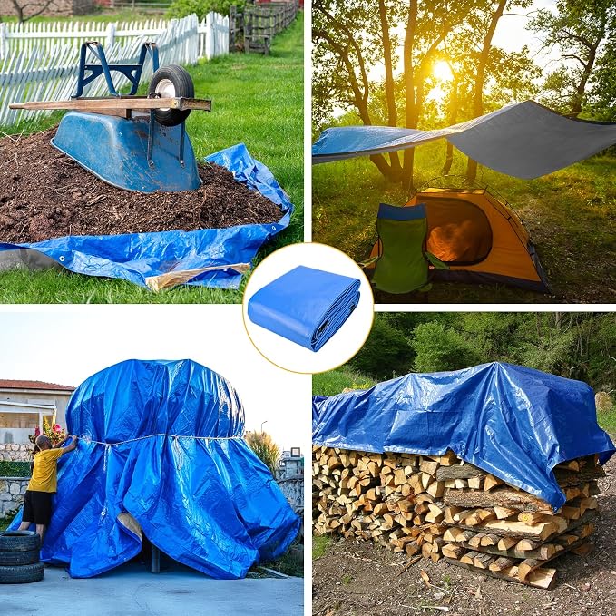 Tarp 10x12 Feet 14 Mil Heavy Duty Waterproof Tarp, Large Multipurpose Cover - Image 7