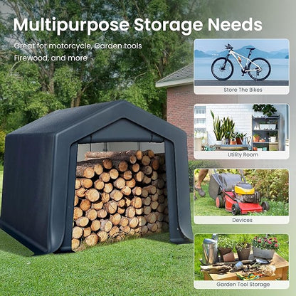 PHI VILLA 8'x12'x7.3' Outdoor Portable Storage Shelter Shed Garage - Image 2