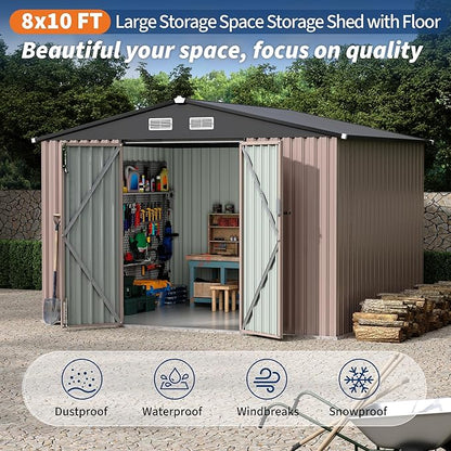 8x10 FT Metal Storage Sheds Outdoor - Image 4