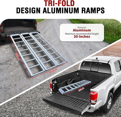 Rockland Tri-Fold Aluminum Loading Ramp, 1500 LBS Loading Capacity, Portable - Image 3