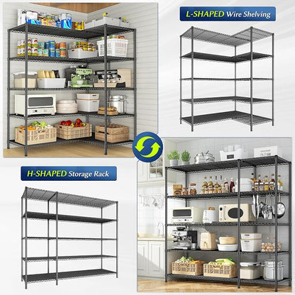 52.36" W Storage Shelves Metal Shelving Unit Load 1400LBS 5 Tier Wire Shelf - Image 4