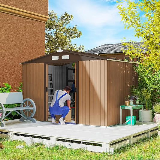 Outsunny 9' x 6' Outdoor Storage Shed, Garden Tool Metal Shed by Outsunny
