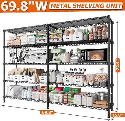 REIBII 1600LBS Storage Shelves Metal Shelving 5 Tier Wire Shelving Unit - Image 3