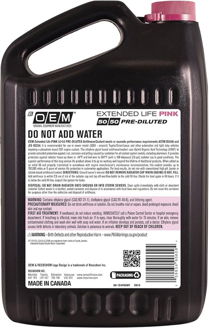 Recochem OEM 86-184POEMT Pink Premium Antifreeze 50/50 Extended Life PINK - Image 2