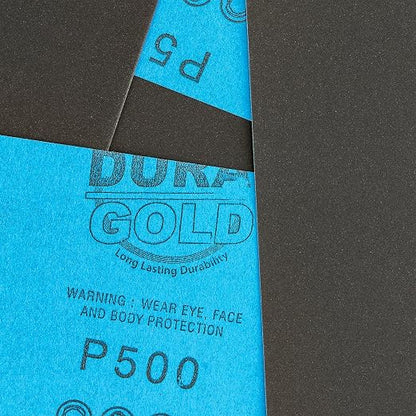 Dura-Gold Premium 500 Grit Wet or Dry Sandpaper Sheets, 5-1/2" x 9", Box of 25 - Image 2