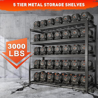 REIBII 48.2''W Garage Shelving Heavy Duty Metal Shelving 3000LBS Storage - Image 4
