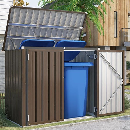 AECOJOY Outdoor Trash Can Storage, 46 Cu.Ft Outdoor Garbage Can Storage Shed by AECOJOY