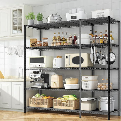 52.36" W Storage Shelves Metal Shelving Unit Load 1400LBS 5 Tier Wire Rack - Image 8