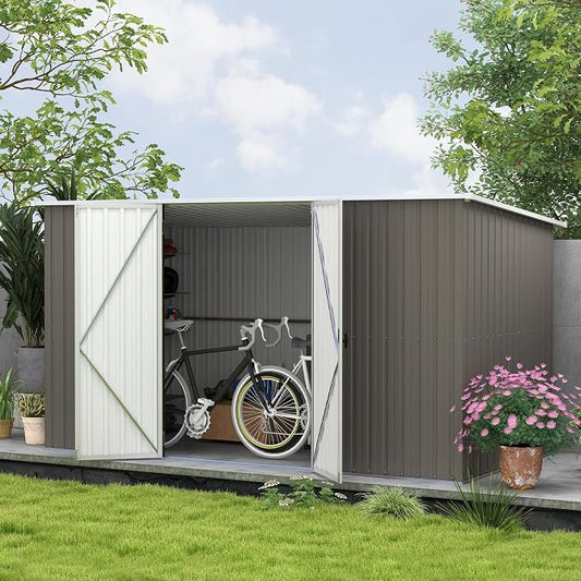 Outsunny 11' x 6' Outdoor Storage Shed, Galvanized Metal Utility Garden Tool by Outsunny