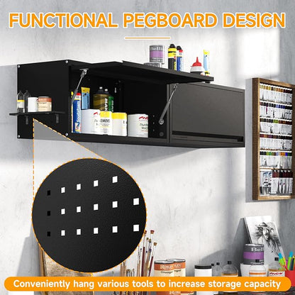 Metal Garage Wall Cabinet with Doors Side with Holes, Wall Mounted Metal - Image 4