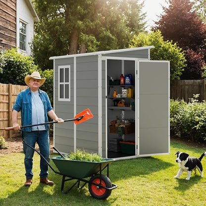 Greesum 5' x 4' Resin Weather Resistant Outdoor Storage Shed - Image 2