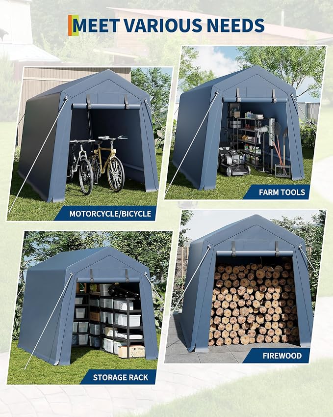6x8 FT Outdoor Storage Shed, Portable Carport - Image 6