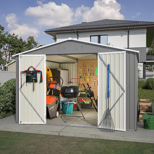 10x10 FT Outdoor Storage Shed, Large Metal Tool Sheds by ForEveryCornerofLife