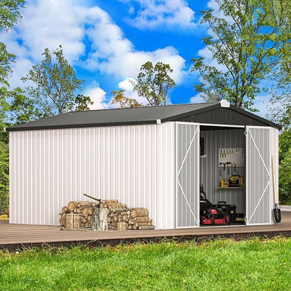 AECOJOY 10' x 14' Outdoor Storage Shed, 14x10 Large Metal Sheds & Outdoor - Image 6