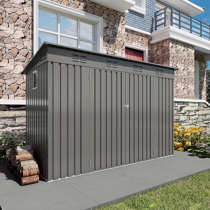 4x9 FT Lean to Shed with Window, Metal Sheds & Outdoor Storage with 6 Vents and - Image 3