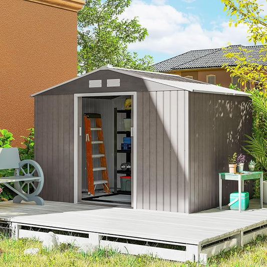 Outsunny 9' x 6' Outdoor Storage Shed, Garden Tool Metal Shed by Outsunny