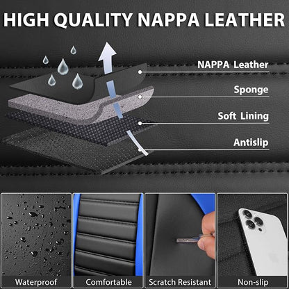 CAR PASS Nappa Leather Car Seat Covers Front Seats, Luxury Seat Protector - Image 4